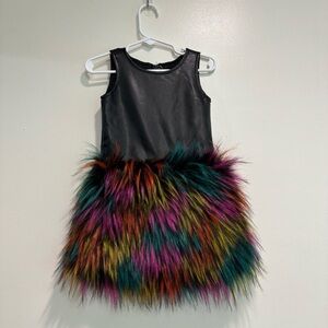 Appaman black leather and fur toddler dress 2T girls